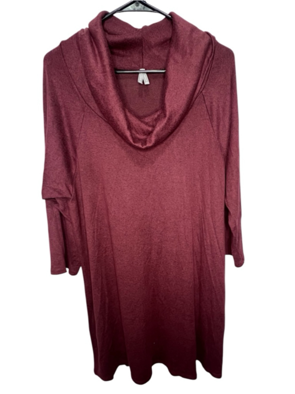 Vanity Maroon Cowl Neck Long Sleeve Stretchy Sweater Dress